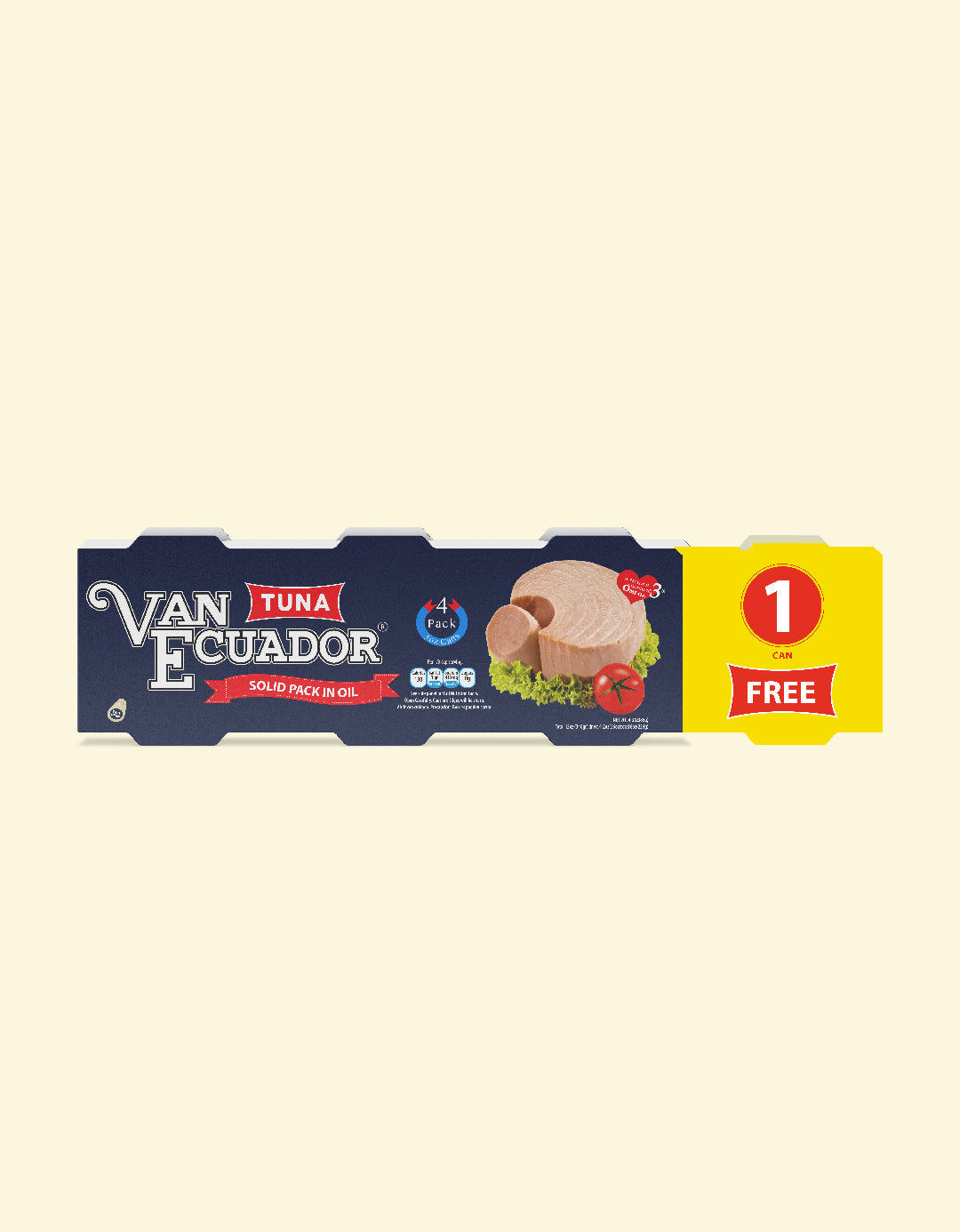 SOLID TUNA IN VEGETABLE OIL: Rich & Versatile, Clusters (4 Cans of 3 oz per Cluster)