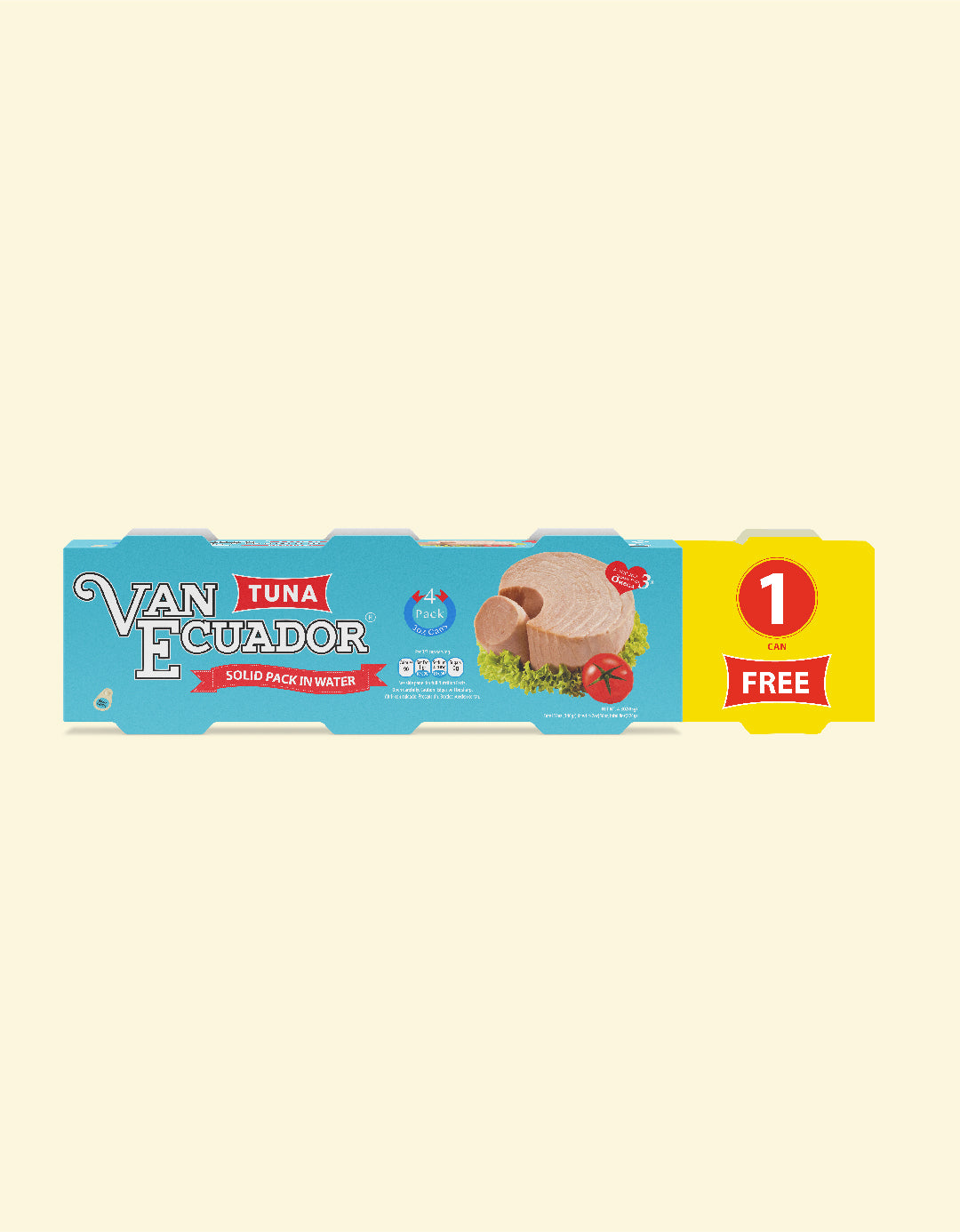 SOLID TUNA IN WATER: Light & Protein-Packed, Clusters (4 Cans of 3 oz per Cluster)
