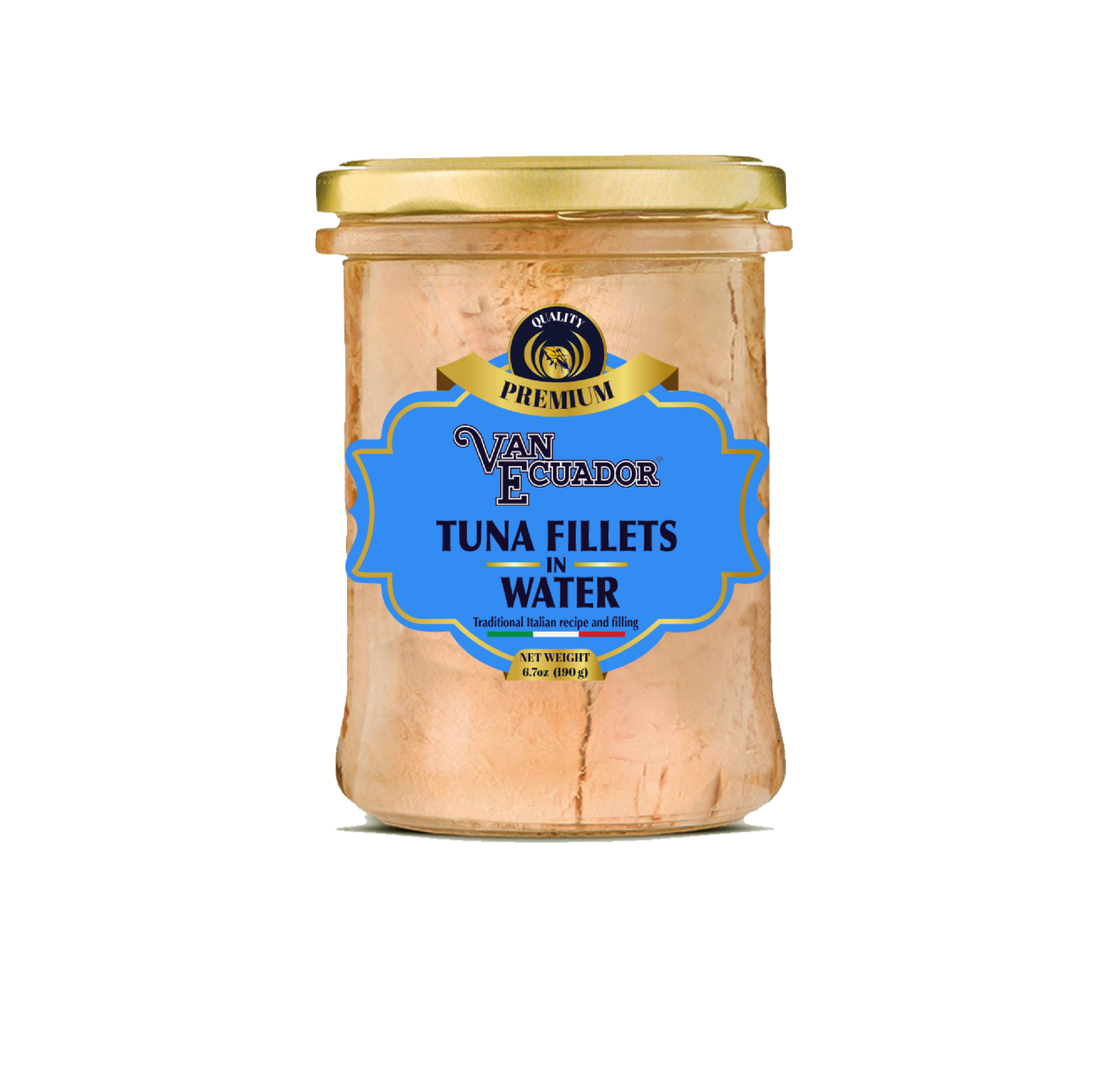 Van Ecuador 6 Jars - Premium Tuna Fillets in Water 6.7oz